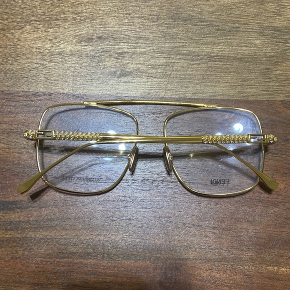 FENDI 57mm aviator oversized gold optical Frames/eyewear main image 5